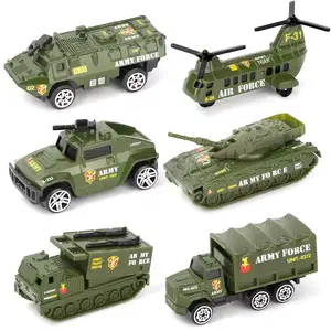 1:64 Diecast askeri araçlar ordu oyuncak Mini cep boyutu oyun modelleri kamyon tankları helikopter çocuklar için erkek yaş 3 4 5 paket 6