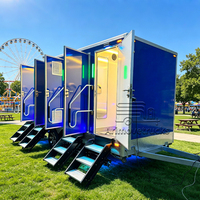 Remolque de Baño Portátil Personalizado de 3 Cabinas, Remolque de Inodoro Móvil para Exteriores, Remolque de Baño Portátil VIP de Lujo para Eventos