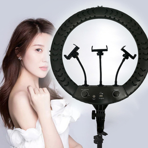 Luce ad Anello LED per Streaming Live su YouTube, Illuminazione per <span class=keywords><strong>Fotografia</strong></span> con Supporto Treppiede, Luce ad Anello da 18 Pollici - Product Image 3