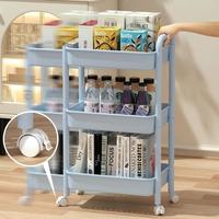 Chariot de rangement robuste en plastique à 5 niveaux avec roues pivotantes à 360° et étagère réglable pour collations - Mobilité facile pour cuisine et salon