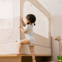 Leichtes, umweltfreundliches, multifunktionales, faltbares Babybettgitter mit Reißverschluss, Moskitonetz und Baldachin für Kleinkinderbetten – sicher für Babys und Kleinkinder