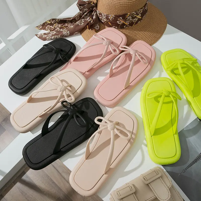 New Fashion Bow Slippers Slides Women Summer Sandals Flip Flops With Bow