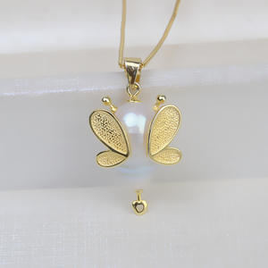 Colgante de Plata S925 con Perla Barroca, Accesorios DIY para Mujer, Cuentas en Forma de Abeja, Bandeja Vacía para Joyería, Componentes 1786 - Product Image 3