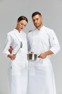 Cappotto da Chef con Logo personalizzato diretto in fabbrica per uniformi da ristorante e Bar - Product Image 6