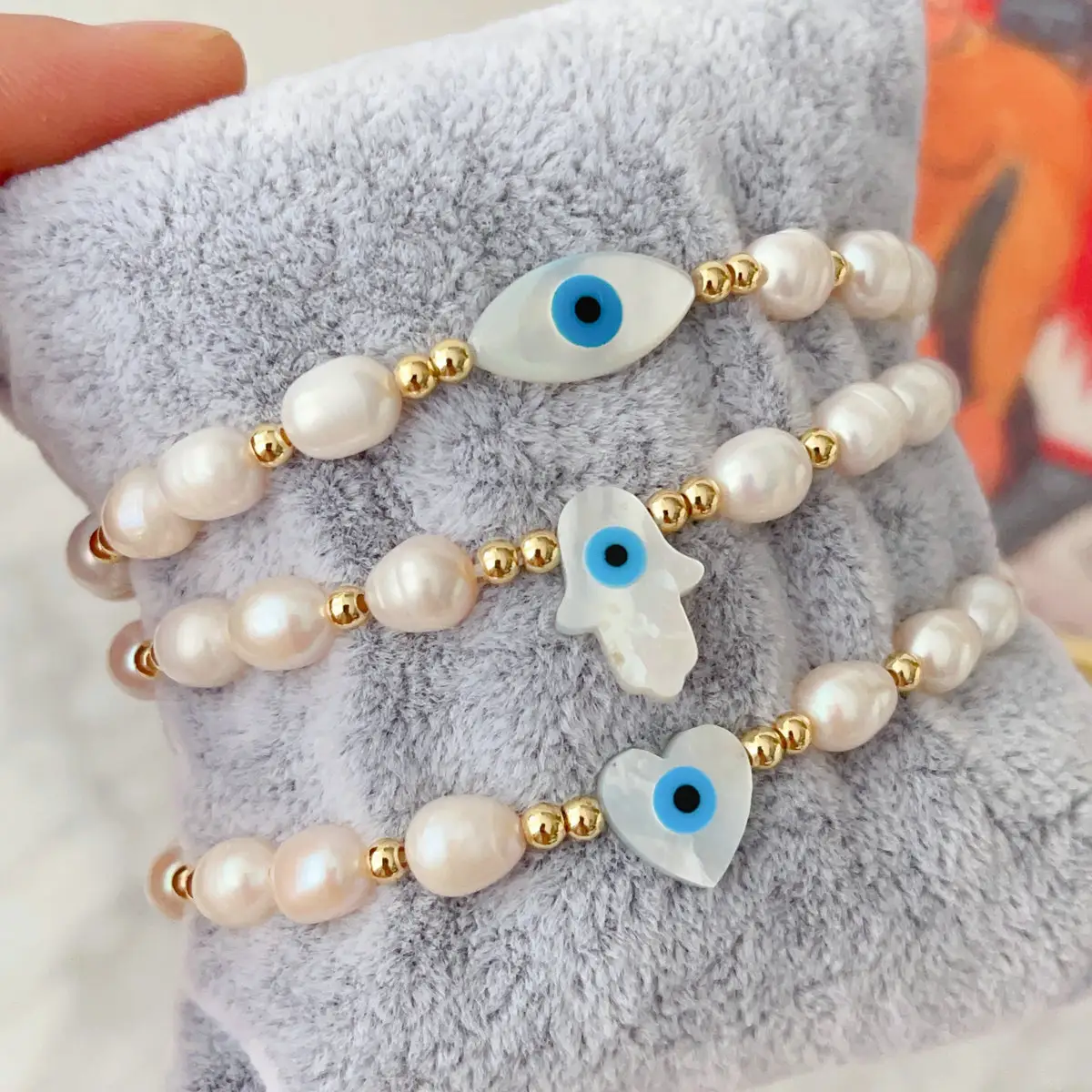 2022 new arrival evileye fresh water pearl bracelet fashion jewelry