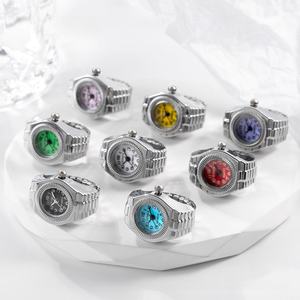 Rétro Hiphop Doigt Anneau <span class=keywords><strong>Montre</strong></span> Élastique Bracelet Cadran Quartz Y2K Argent Mini Anneau <span class=keywords><strong>Montre</strong></span> Hommes Femmes - Product Image 2