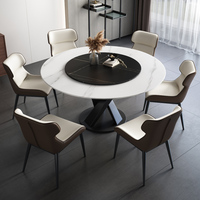 Luxuriöses Modernes Marmor Rundes Esszimmer-Set mit Tisch und Stühlen für 4, 6, 8 Personen Komplette Einrichtung für Zuhause, Restaurant, Wohnzimmer Einzigartige Möbel Küchendesigns