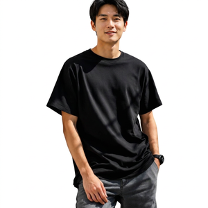Men's <b>Black</b> Short Sleeve O-Neck <b>T</b>-<b>Shirt</b> Regular Fit Casual Jersey Cotton Breathable Solid Color <b>Plain</b> Dyed Knitted Top - Product Image 1