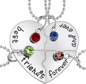 Migliore <span class=keywords><strong>amico</strong></span> per sempre cuore spezzato collana di maglia in lega placcata platino intarsiato colorato zircone Unisex regalo per donna uomo - Product Image 6