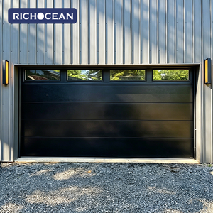 Porte de garage sectionnelle moderne en alliage d'aluminium RICHOCEAN, électrique, isolée, avec protection anti-pincement, portes de garage roulantes - Product Image 1