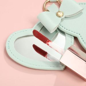 Modern Minimalist Faux Leather Heart <b>Mirror</b> Keychain Pendant Macaron Color <b>Small</b> <b>Mirror</b> Portable <b>Mirror</b> - Product Image 3