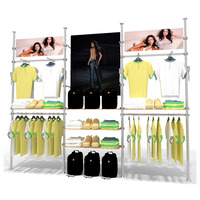 Support d'affichage professionnel en aluminium Autopole avec hauteur réglable et montage facile pour les magasins de vêtements et les studios