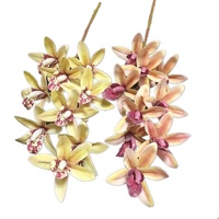 9-Head Artificielle Oriental Cymbidium Orchid Fleur Papillon Phalaenopsis Branche pour la Fête des Mères Noël