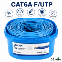 Câble Ethernet Shibei Cat6A F/UTP en cuivre, 4 paires, conducteur solide 23AWG, 500 MHz, 305 m, FTTH, extérieur, caméra IP, LAN industrielle