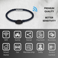 Bracelet NFC en coquille de noix de coco avec chaîne en cuir et boucle métallique, réglable, sans application, 13,56 MHz RFID, contrôle d'accès