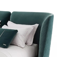 Cama King Size Extensible de Cuero Italiano Dorado de Lujo de la Marca Fendn para Dormitorio de Apartamento