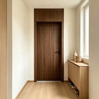 Porte d'entrée principale en WPC avec design sculpté CNC, couleur teck de luxe, ignifuge B1, pour intérieur