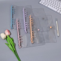 Classeur A6 transparent en PVC souple à 6 anneaux, rechargeable, pour budget, agenda, protection de documents, idéal pour l'école, les réunions et le bureau