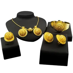 Yulaili 18K Italian Gold Collection Beautiful Yellow Jewelry Set Round Pendant Necklace And Earring Women Elegant Jewelry Sets