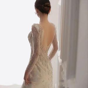 Vestido de Noche de Lujo con Cuello en V, Estilo Princesa, Talla Grande, Vestido Blanco <span class=keywords><strong>para</strong></span> <span class=keywords><strong>Boda</strong></span> <span class=keywords><strong>Civil</strong></span> - Product Image 5