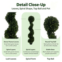 Arbre topiaire artificiel en spirale en forme de feuille d'arachide H122cm, plante verte artificielle en pot pour la décoration de la maison, des mariages, des fêtes, des jardins et des porches