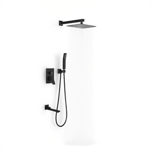 Conjunto de Ducha Cuadrada con Mezclador, Sistema de Ducha de Lujo para Baño, Montado en la Pared, 16 Pulgadas, Acabado Metálico - Product Image 1