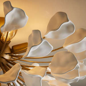 Lámpara Colgante Moderna de Pétalos Creativos para Restaurante, Hotel, Comedor, Dormitorio, Hermosa Lámpara de Flores de Cerámica Semiempotrada - Product Image 4