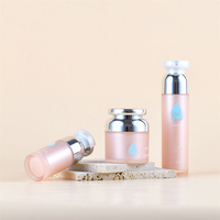 Ensemble de flacons cosmétiques ronds en acrylique rose de luxe personnalisés de 30 g, 50 g, 15 ml, 30 ml, 50 ml, 100 ml, emballage par KINPACK