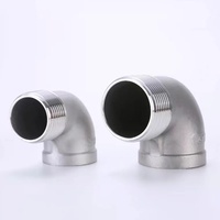Raccord de tuyauterie en acier inoxydable 304 316L en stock, coude forgé à 90 degrés avec connexion filetée BSP femelle et mâle