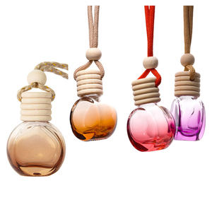 6ML Custom Logo Round Flat Brown Color Small <b>Car</b> Hanging Perfume <b>Diffuser</b> Bottle - Product Image 1