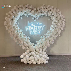 LEDA Exquisite Wedding Backdrop <b>Decoration</b> White Rose Heart Shaped Flower <b>Arch</b> Artificial Flowers <b>Decoration</b> for Events Decor - Product Image 1