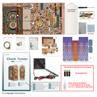 Kit de construction de maison de poupée et coin lecture DIY double face Tour de l'Horloge Tonecheer Trade Only, puzzle 3D en bois pour les détaillants de briques et de mortier