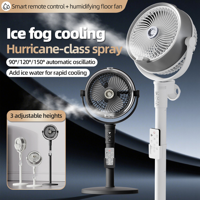 4000mAh Wholesale Misting Floor Fan with Rechargeable Remote Control Oscillating Pedestal Fan Adjustable Height Standing Fan