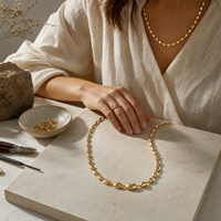 Collier chaîne à maillons martelés personnalisé en métal pour femme, cadeau de fête