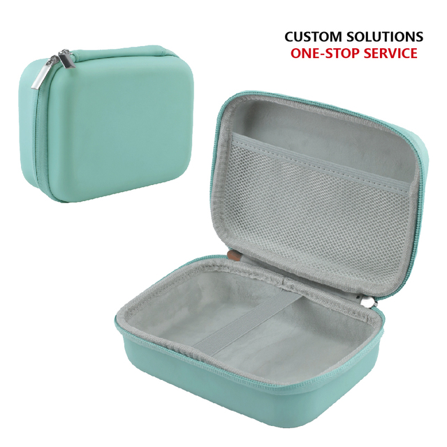 EVA Camera Storage  Hard Case Portable Shockproof Organizer with Elastic Strap & Mesh Pocket Mint Green Customizable Factory
