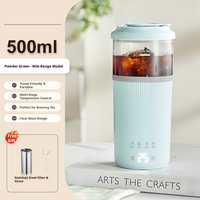 Bouilloire Électrique Portable 300W en Acier Inoxydable 304, 500ml, 6 Modes de Température, Ébullition Rapide en 8 Min, Protection Anti-Ébullition à Sec, Commande Tactile, Utilisation Maison et Voyage