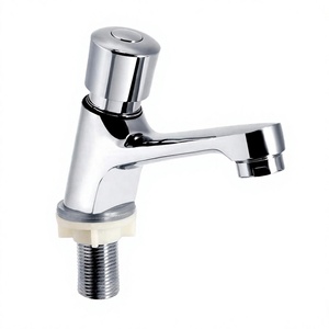 Robinet à temporisation en laiton chromé à montage sur plancher, économiseur d'eau, pour salle de bain et extérieur, à poignée unique - Product Image 2