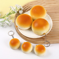 Jouet Squishy Anti-Stress en PU à Rebond Lent, Modèle de Pain Vapeur Doré Simulé, Pendentif Pain Cuit Réaliste
