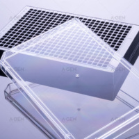 Microplate carrée noire à 384 puits, de type moyen, à haute capacité de liaison, stérile ou non stérile, avec ou sans couvercle, pour ELISA en laboratoire