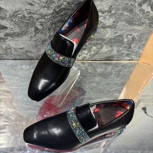 2026 <b>Men</b> Black Crystal Rhinestone Loafers Designer Style Multicolor Slip-On Formal Party Wedding <b>Dress</b> Shoes - Product Image 4