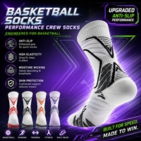 Chaussettes de basket-ball pour hommes, antidérapantes, compressives, chaussettes de sport athlétiques, chaussettes de performance respirantes et amortissantes pour l'entraînement