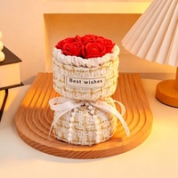Hadiah Hari Valentine & Hari Ibu, Buket Mawar Sabun Wangi Mini Buatan Tangan untuk Festival Qixi, 7 Buah, Grosir Lintas Negara, Boneka