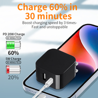 Cargador USB de pared PD 18W, Mini tamaño, enchufe rápido de Reino Unido, EE. UU., UE, QC, Compatible con adaptador de viaje Universal para iPhone
