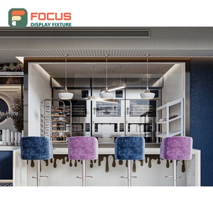 Exhibidor de Productos de Café Estilo Boutique, Acabado con Aspecto de Madera, Diseño de Estantes Abiertos, Exhibidor para Cafetería - Product Image 1