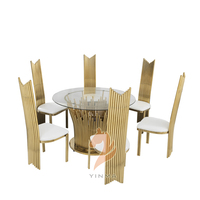 Ensemble de table et chaises en acier inoxydable couleur or pour mariage