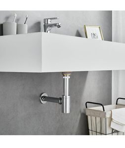 <span class=keywords><strong>Siphon</strong></span> de lavabo G1 1/4 po moderne anti-odeur en acier inoxydable brossé, écologique, pour salle de bain et hôtel - Product Image 3
