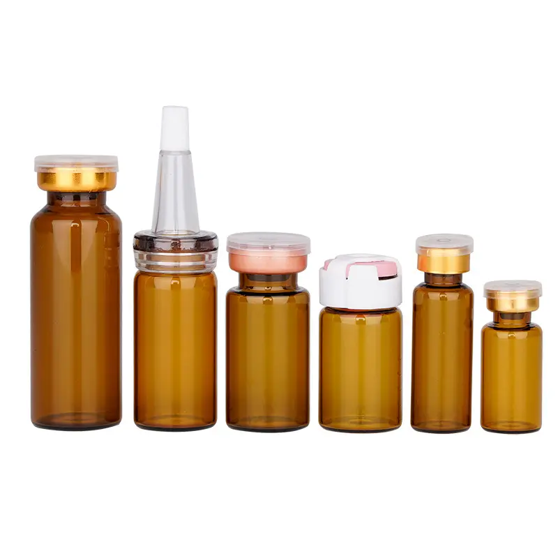 Farmaceutische 2-30mll Kleine Amberkleurige Heldere Injectie Buisvormige Glazen Flesjes 5Ml Flesjes Fles Met Rubberen Stop