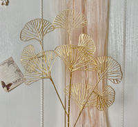 Décoration de mariage, centre de table, accessoires, feuilles de plantes de Ginkgo, feuilles artificielles dorées