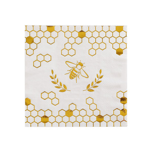 Gold Honeycomb Printed Paper Napkins 330mm Disposable For Themed Party 20 Sheets Per Pack - Product Image 5