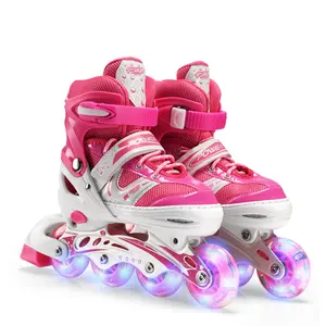 Wholesale Kids Skate Shoes Adjustable Inline Roller Skate Shoes Gleamy Skate Shoes Set